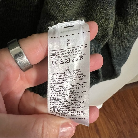 Banana Republic Green Gradient Button Mock Neck Wool Blend Sweater size XL - Picture 5 of 7